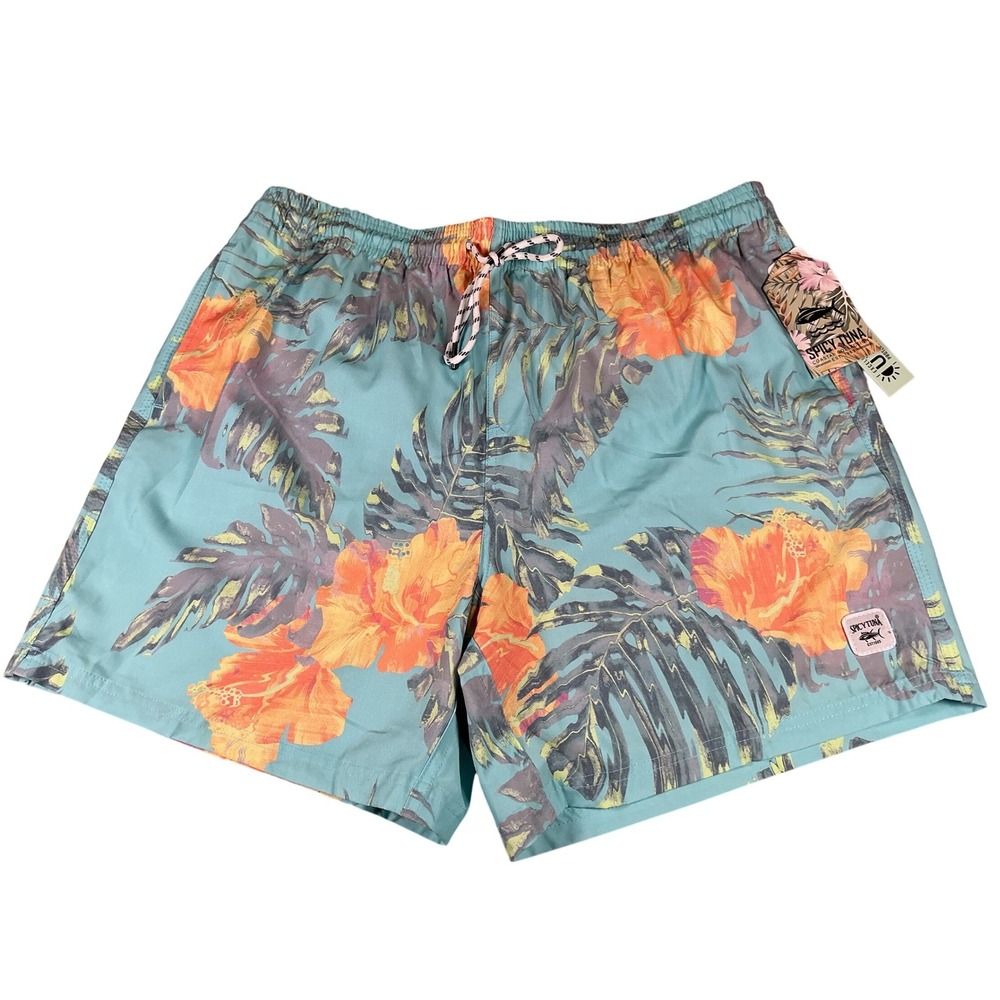 Spicy Tuna Swim Trunks 2XL Tropical Floral UPF 50 Quick Dry Mens NWT